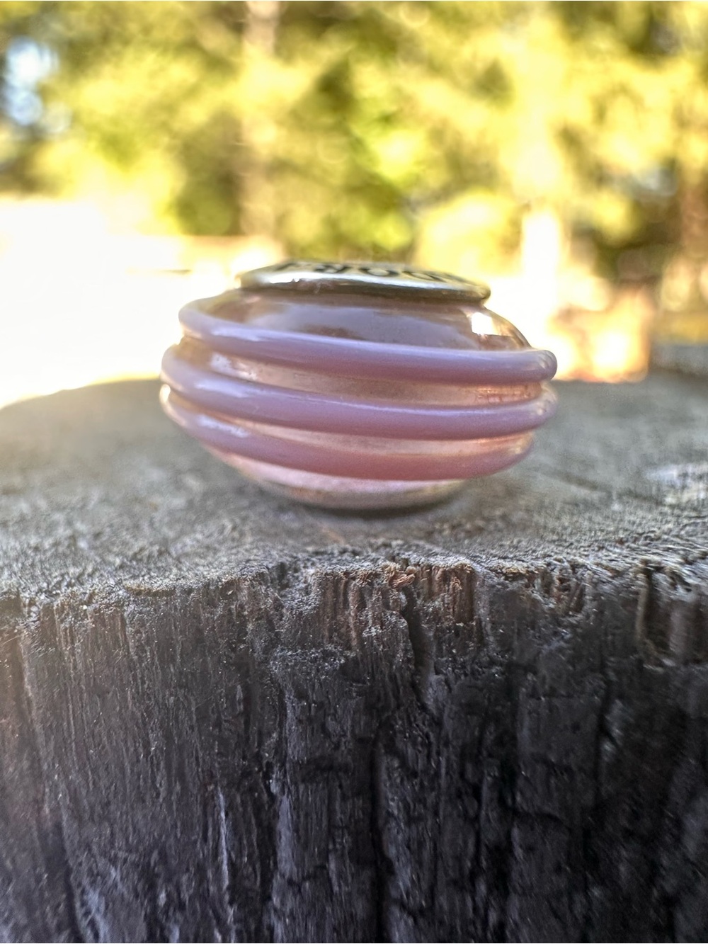 Authentic Pandora Retired Pink Candy Stripes Murano Glass Charm Bead